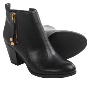 Franco Sarto Black Booties with Gold zipper Accent